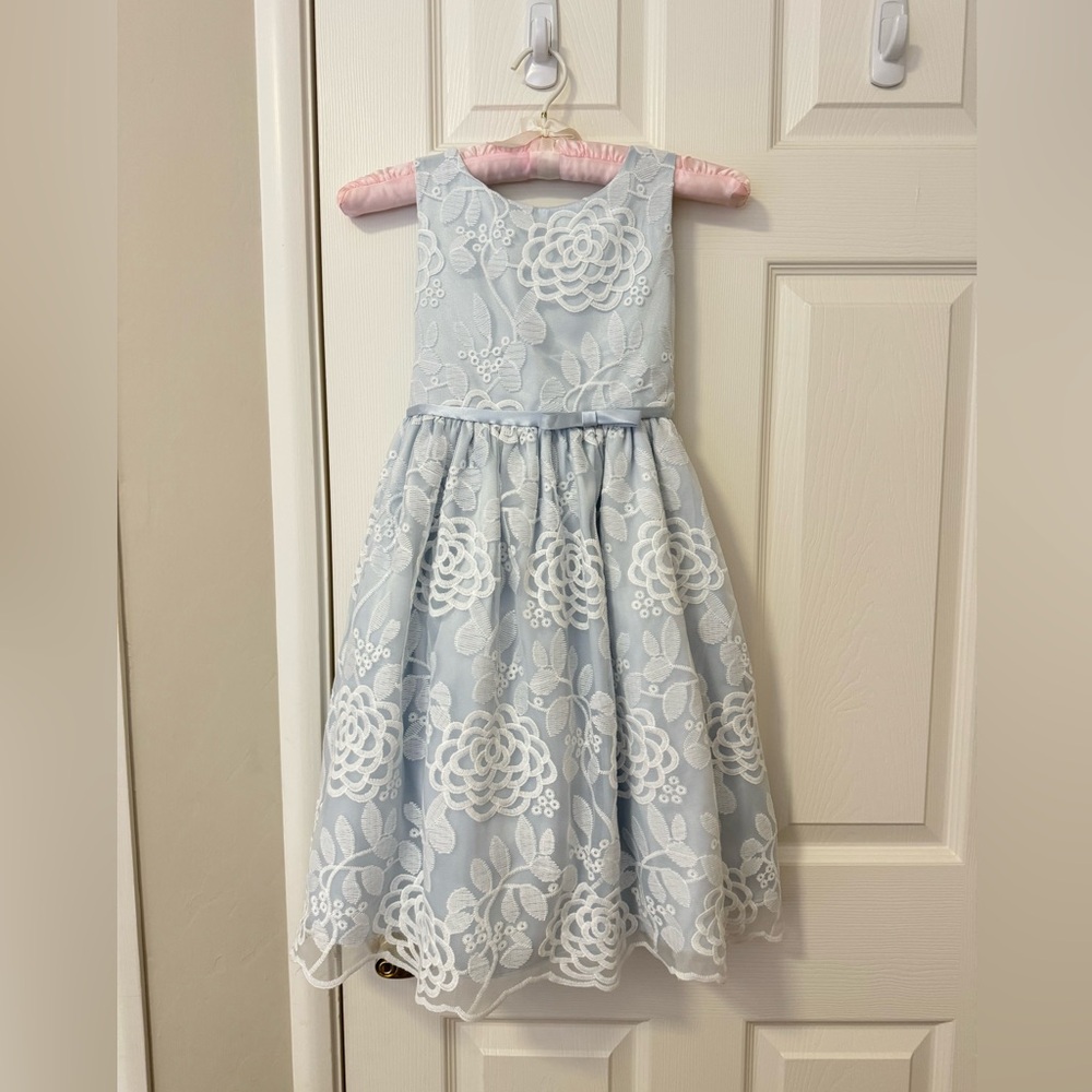 Sweat Kids light sky blue lace satin floral dress